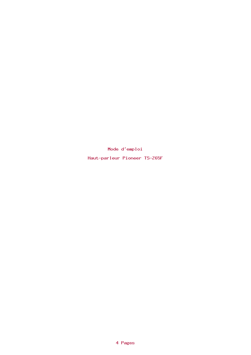 Page 1 de la notice Mode d'emploi Pioneer TS-Z65F