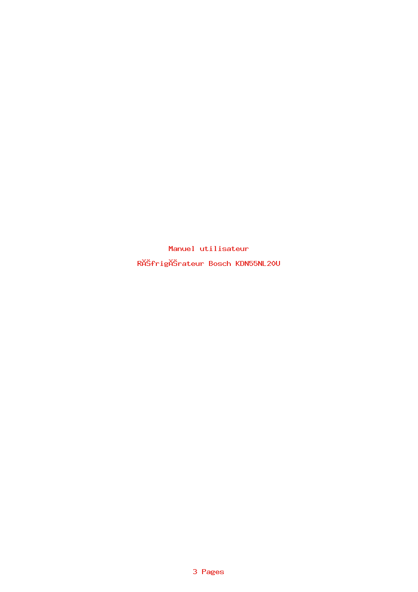 Page 1 de la notice Manuel utilisateur Bosch KDN55NL20U