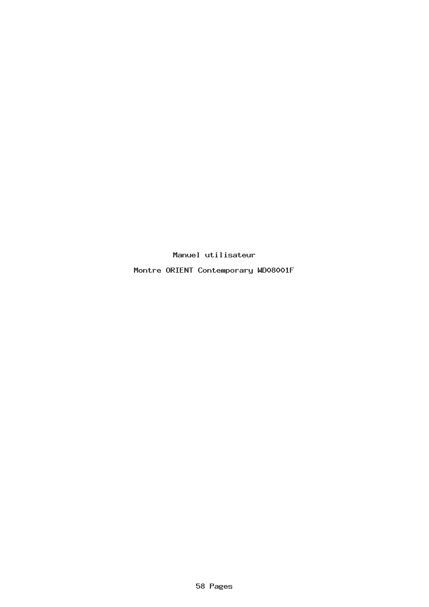Page 1 de la notice Manuel utilisateur ORIENT Contemporary WD08001F