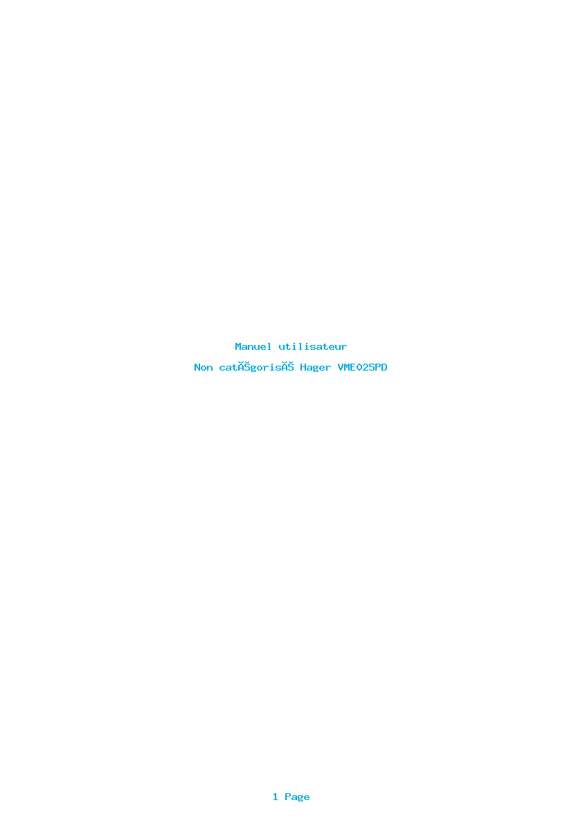 Page 1 de la notice Manuel utilisateur Hager VME02SPD