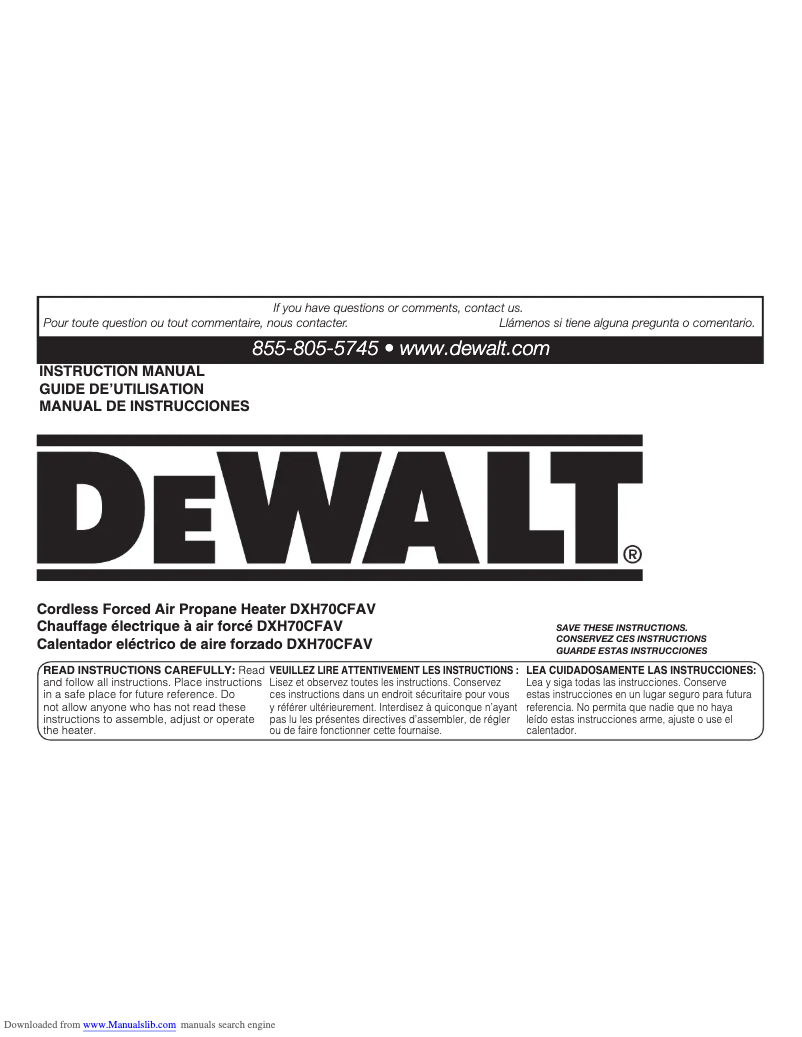 Page 1 de la notice Manuel utilisateur DeWalt DXH70CFAV
