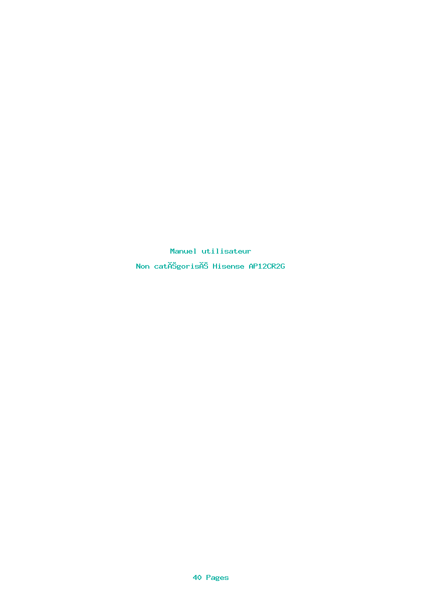 Page 1 de la notice Manuel utilisateur Hisense AP12CR2G