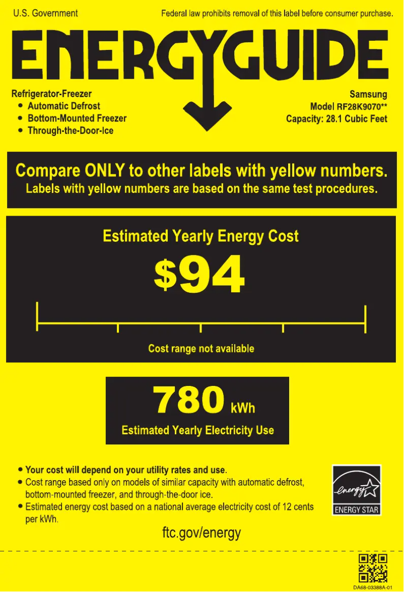 Página 1 del manual Etiqueta energética Samsung RF28K9070SR