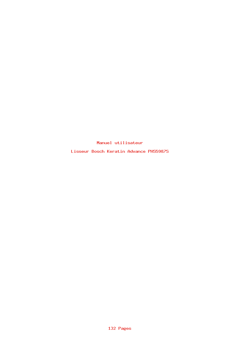 Page 1 de la notice Manuel utilisateur Bosch Keratin Advance PHS5987S