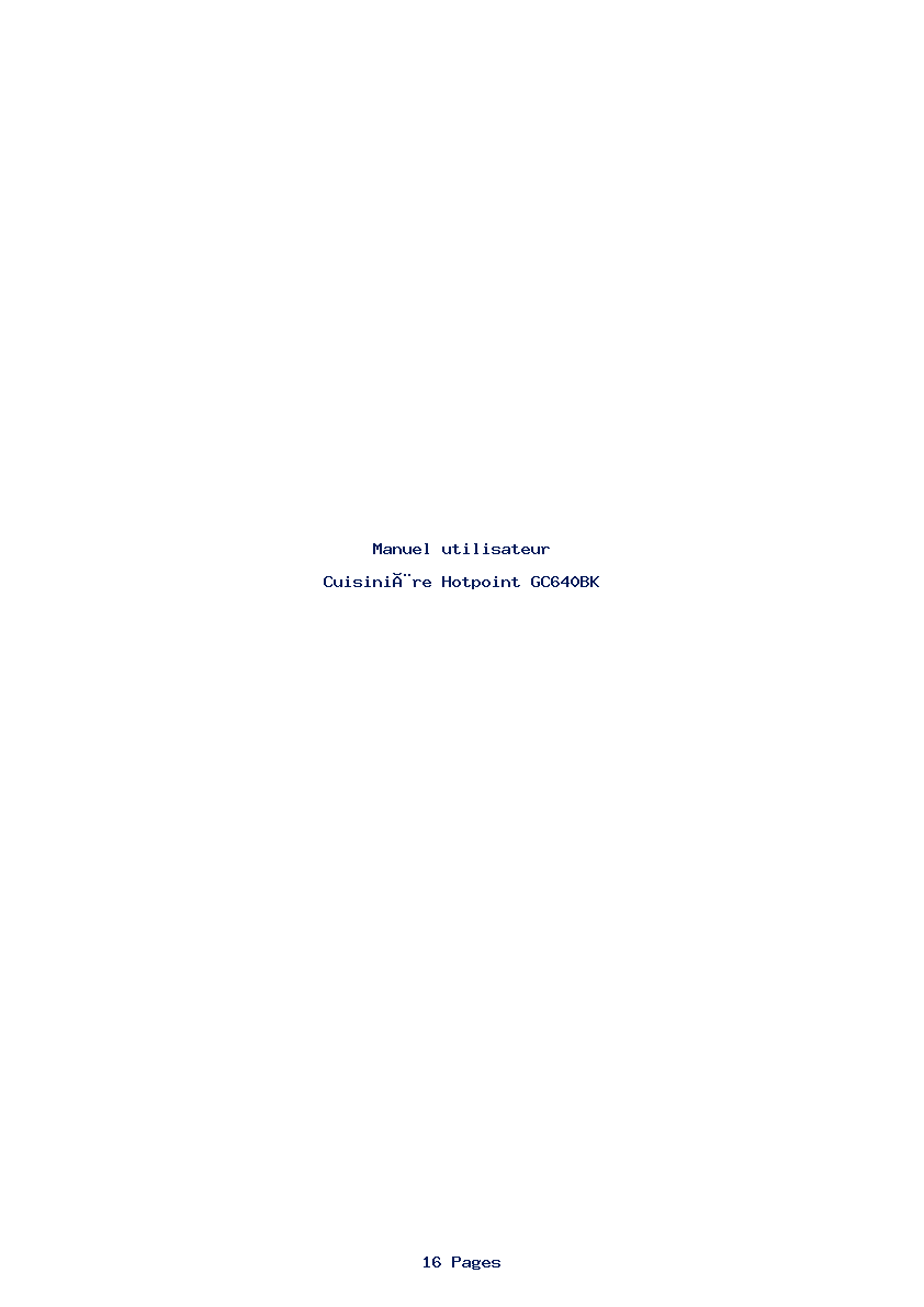 Page 1 de la notice Manuel utilisateur Hotpoint GC640BK