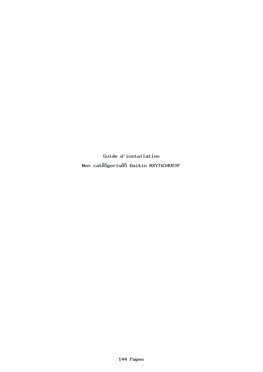 Page 1 de la notice Guide d'installation Daikin RXYTQ34U5YF
