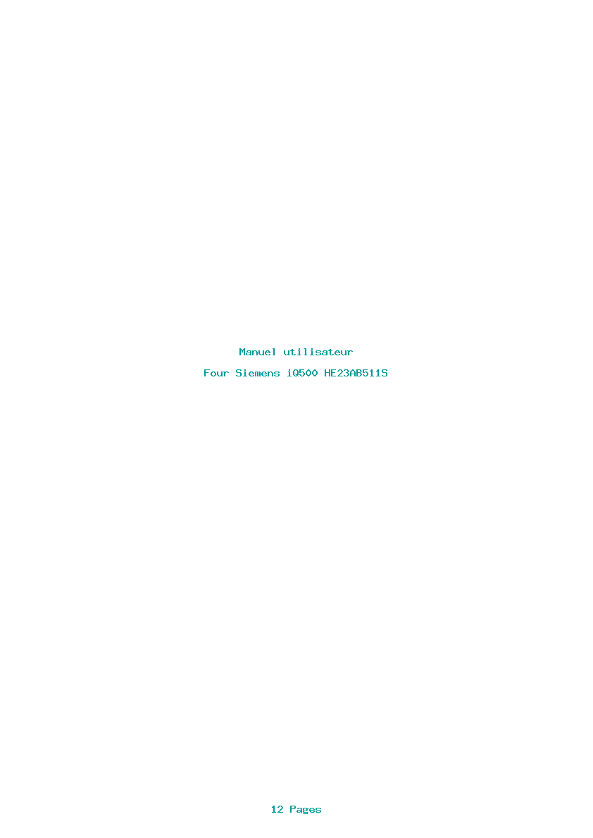 Page 1 de la notice Manuel utilisateur Siemens iQ500 HE23AB511S
