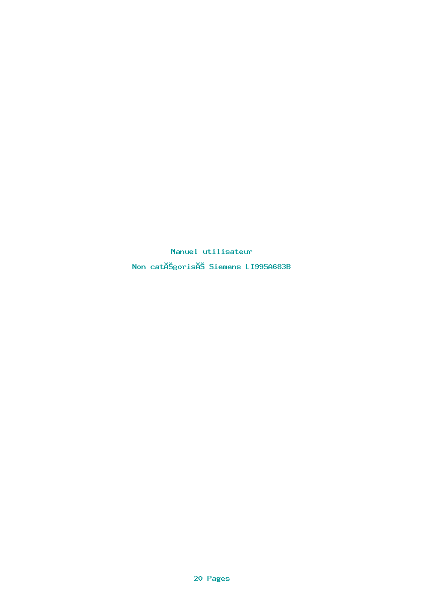 Page 1 de la notice Manuel utilisateur Siemens LI99SA683B