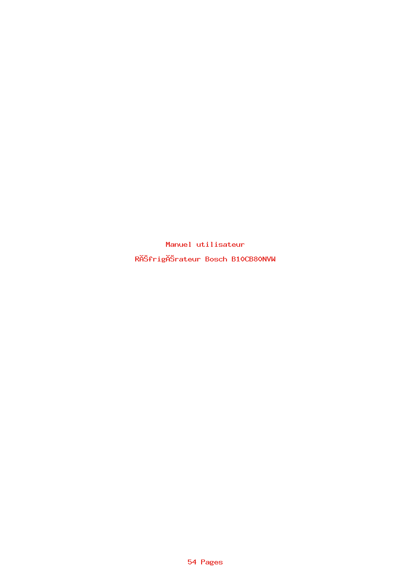 Page 1 de la notice Manuel utilisateur Bosch B10CB80NVW