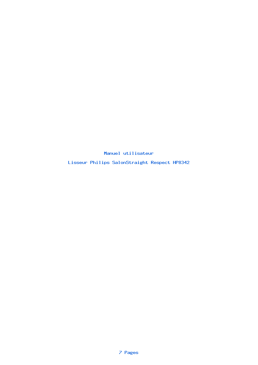 Page 1 de la notice Manuel utilisateur Philips SalonStraight Respect HP8342