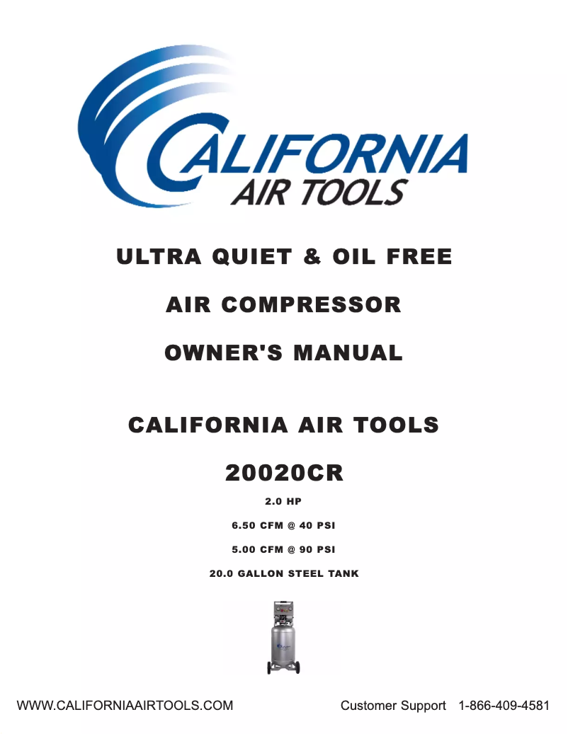 Page 1 of the manual User Manual California Air Tools 20020CR