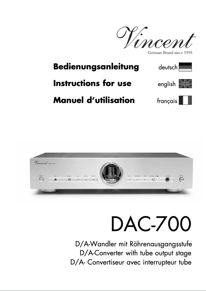 Page 1 de la notice Manuel utilisateur Vincent DAC-700