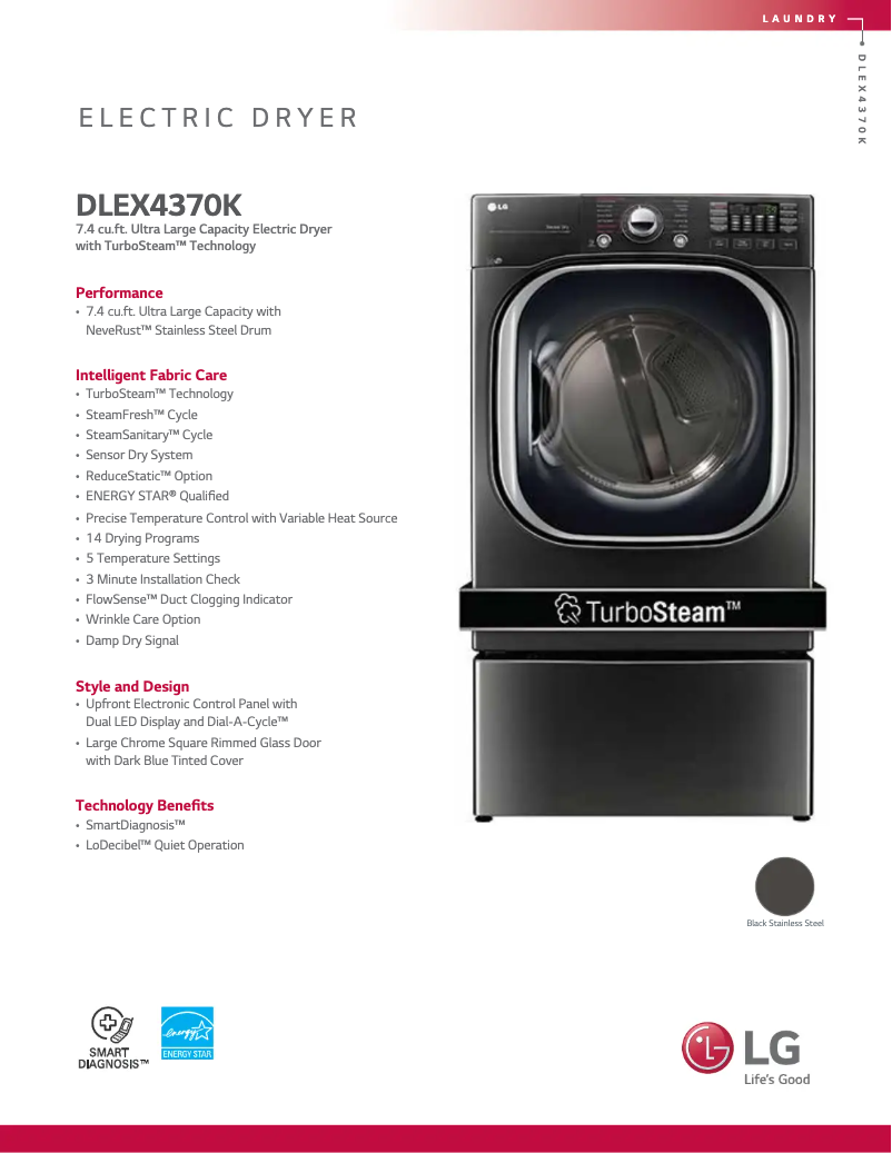 Página 1 del manual Ficha técnica LG DLEX4370K