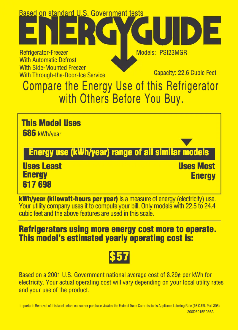 Page n°1 - Label énergétique GE Profile CustomStyle PSI23MGRCV