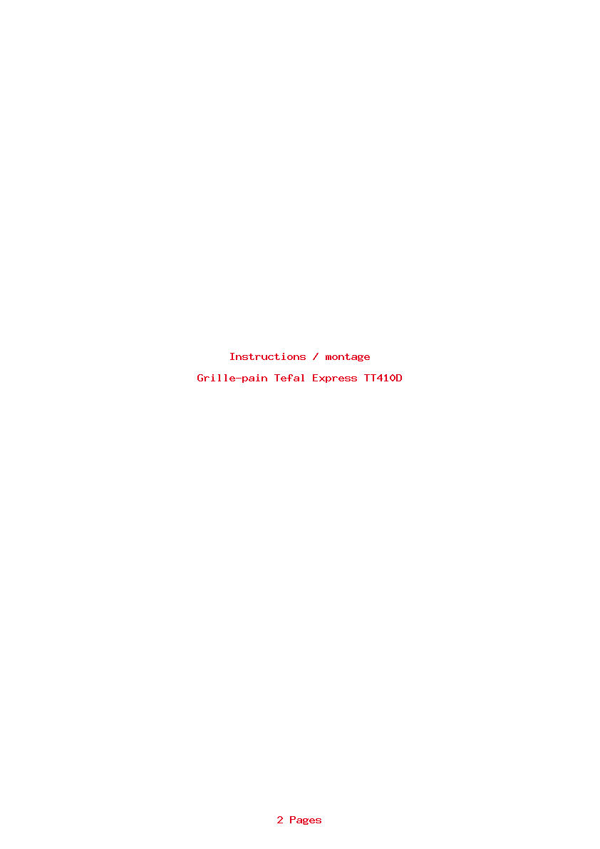 Page 1 de la notice Instructions / montage Tefal Express TT410D