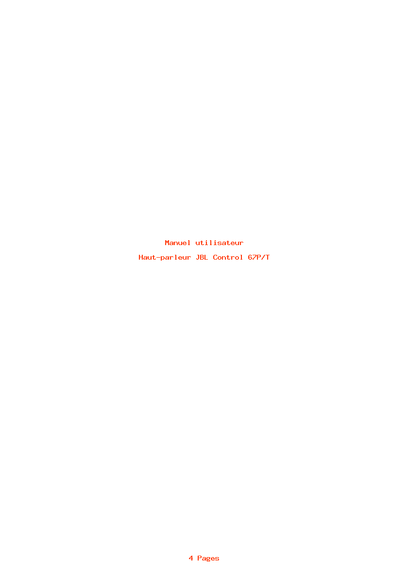 Page 1 de la notice Manuel utilisateur JBL Control 67P/T