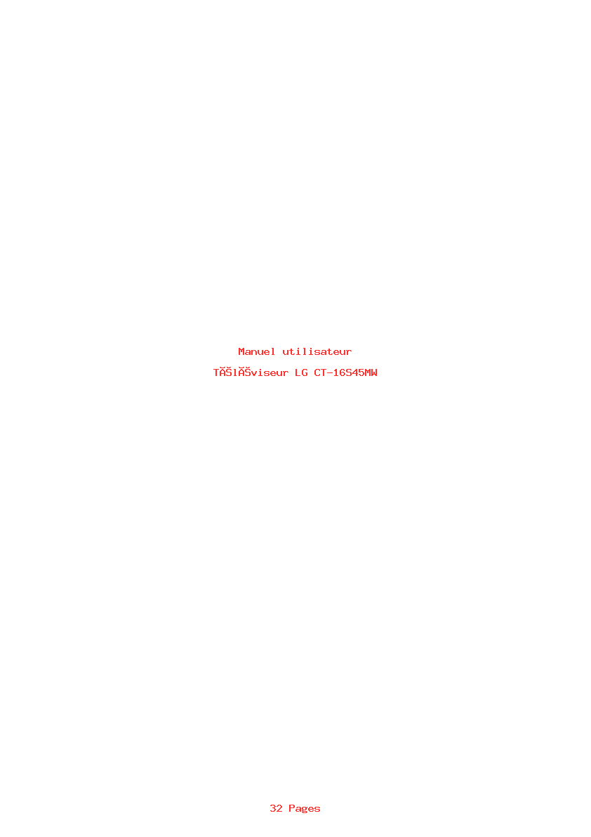 Page 1 de la notice Manuel utilisateur LG CT-16S45MW