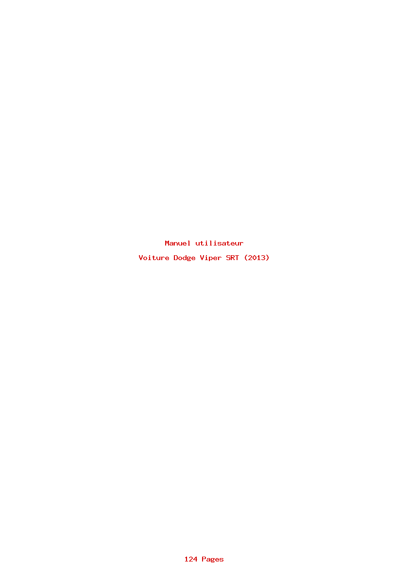 Page 1 de la notice Manuel utilisateur Dodge Viper SRT (2013)