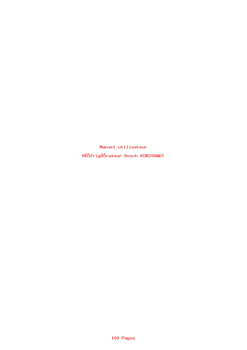 Page 1 de la notice Manuel utilisateur Bosch KGN39VWDT