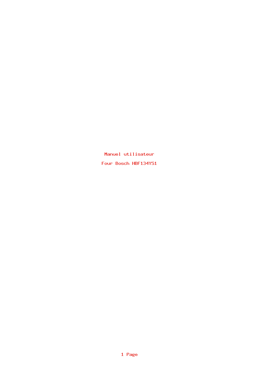 Page 1 de la notice Manuel utilisateur Bosch HBF134YS1