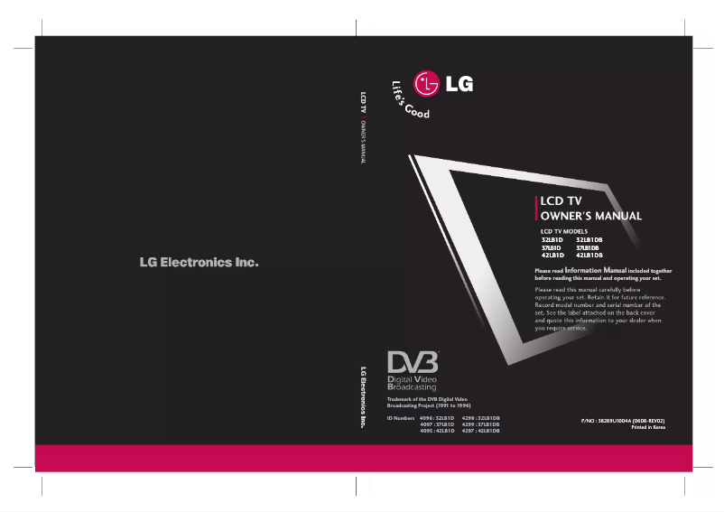 Page 1 de la notice Manuel utilisateur LG 37LB1D