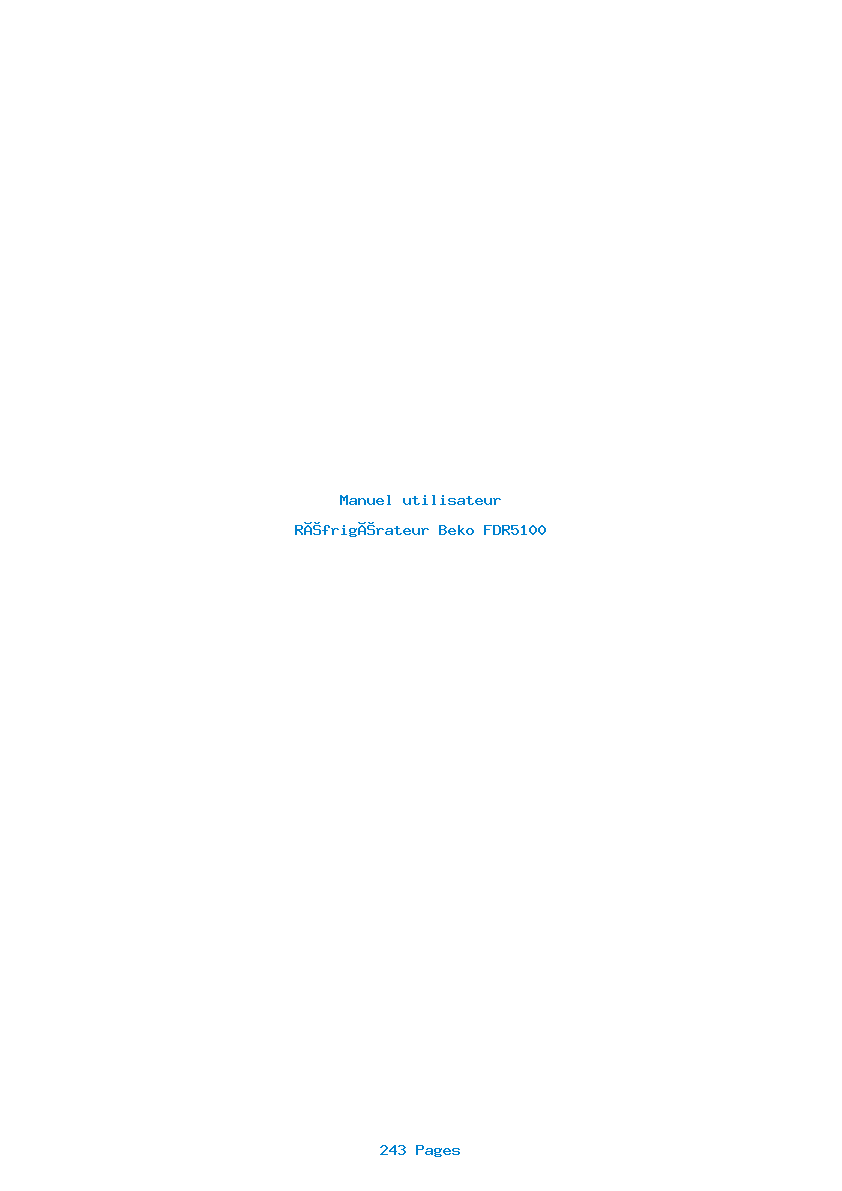 Page 1 de la notice Manuel utilisateur Beko FDR5100