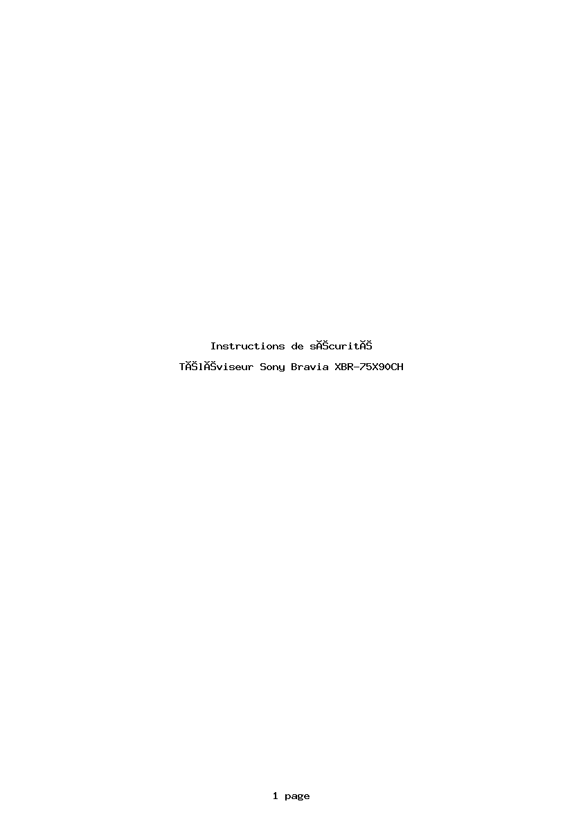 Page 1 de la notice Instructions de sécurité Sony Bravia XBR-75X90CH