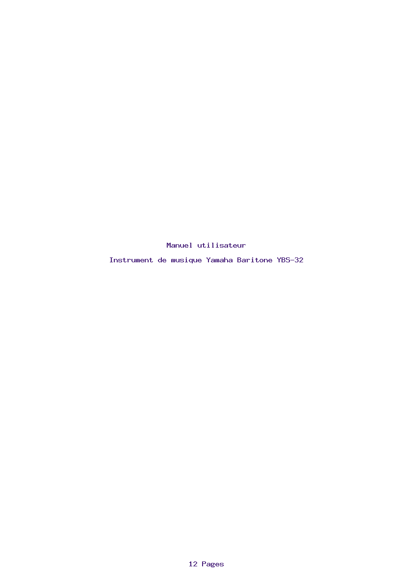 Page 1 de la notice Manuel utilisateur Yamaha Baritone YBS-32