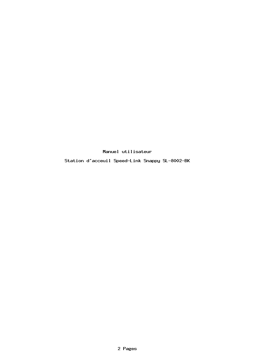 Page 1 de la notice Manuel utilisateur Speed-Link Snappy SL-8002-BK