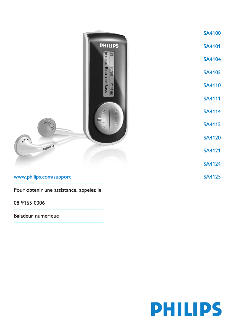 Page 1 of the manual User Manual Philips SA4111