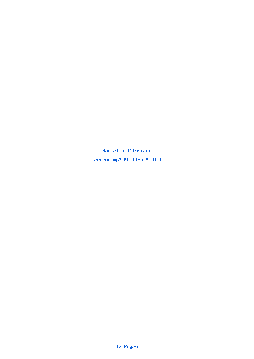 Page 1 de la notice Manuel utilisateur Philips SA4111