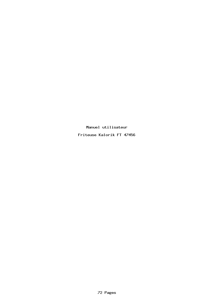 Page 1 de la notice Manuel utilisateur Kalorik FT 47456