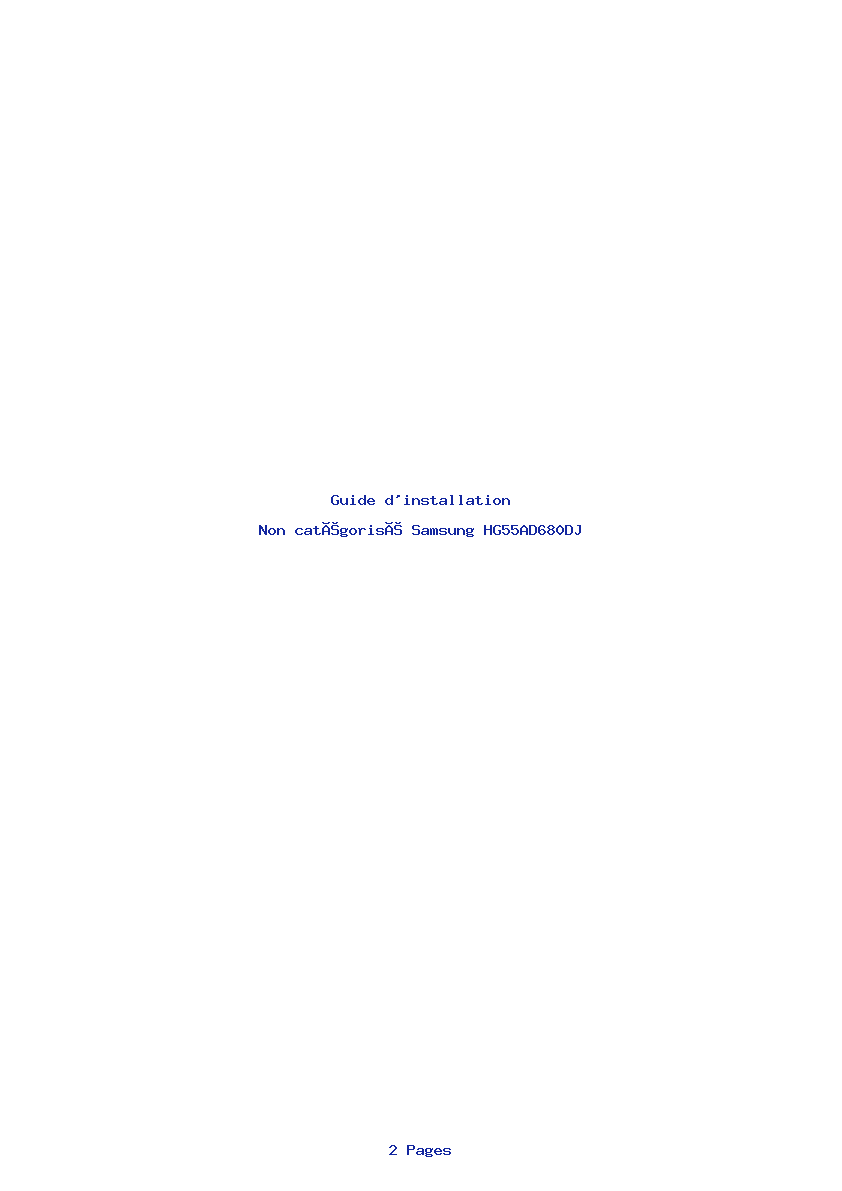 Page 1 de la notice Guide d'installation Samsung HG55AD680DJ