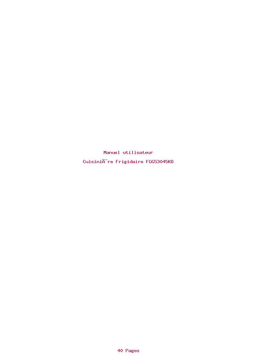 Page 1 de la notice Manuel utilisateur Frigidaire FGGS3045KB