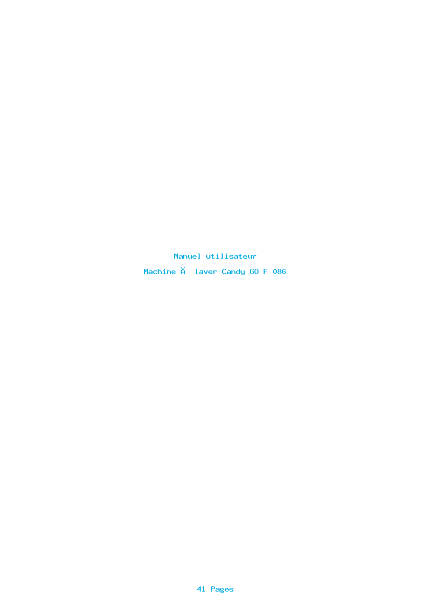 Page 1 de la notice Manuel utilisateur Candy GO F 086
