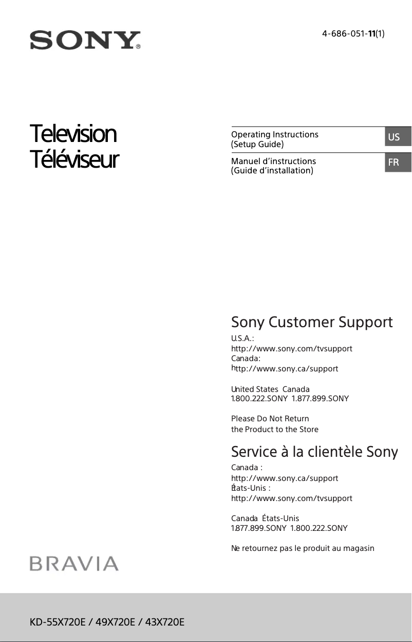 Page 1 de la notice Manuel utilisateur Sony Bravia KD-43X720E