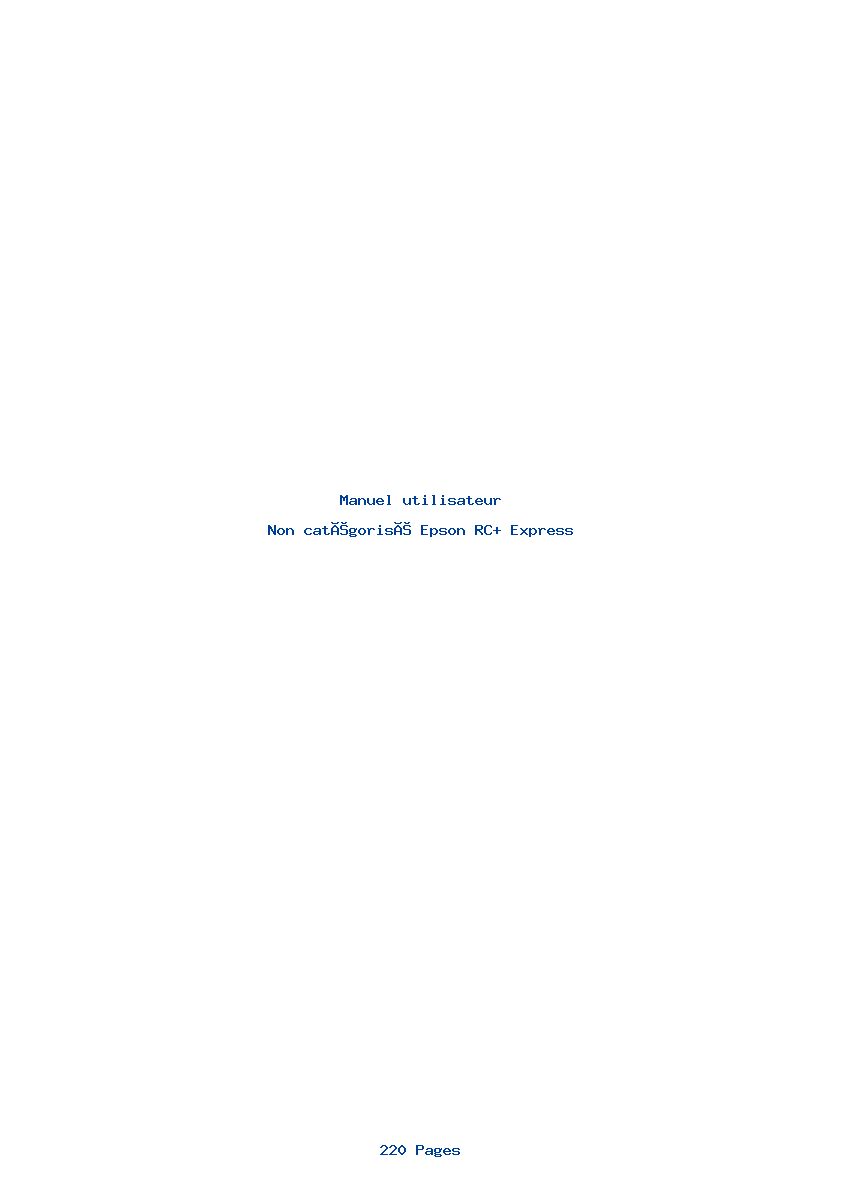 Page 1 de la notice Manuel utilisateur Epson RC+ Express