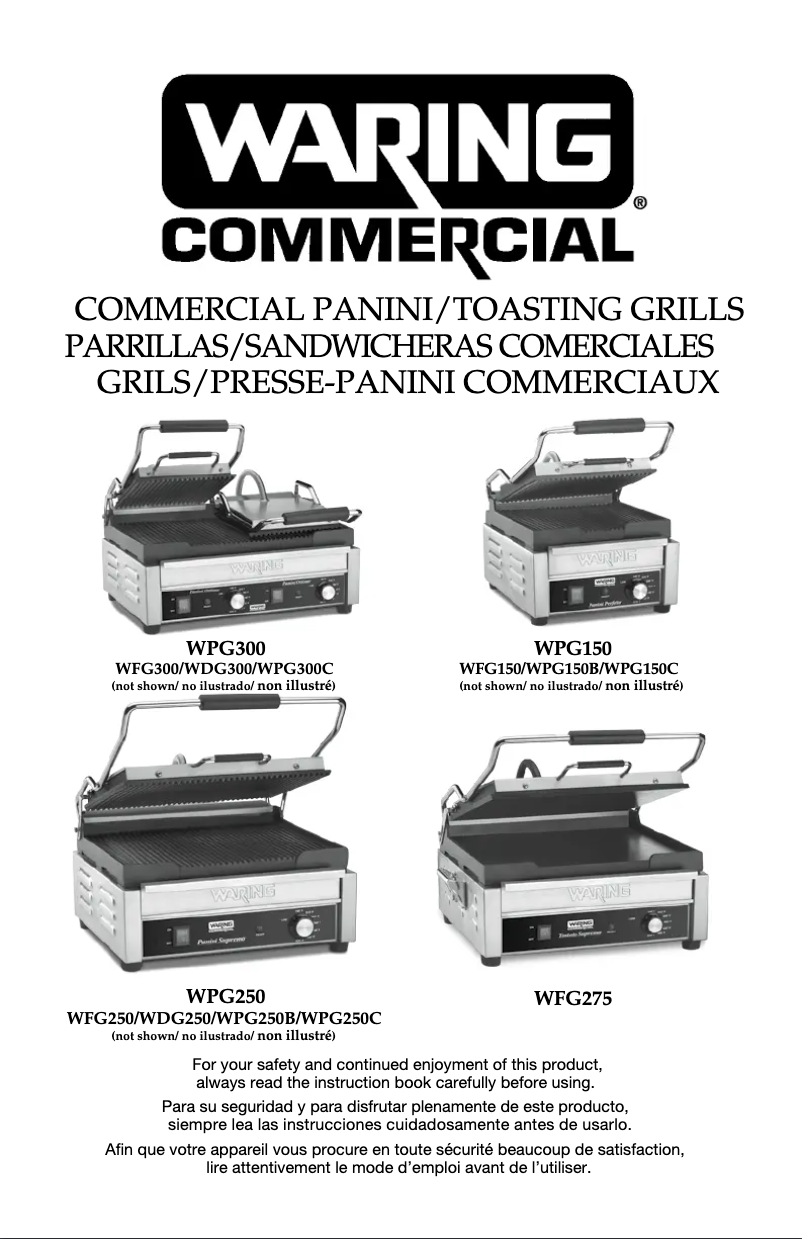 Page 1 of the manual User Manual Waring Commercial WPG250