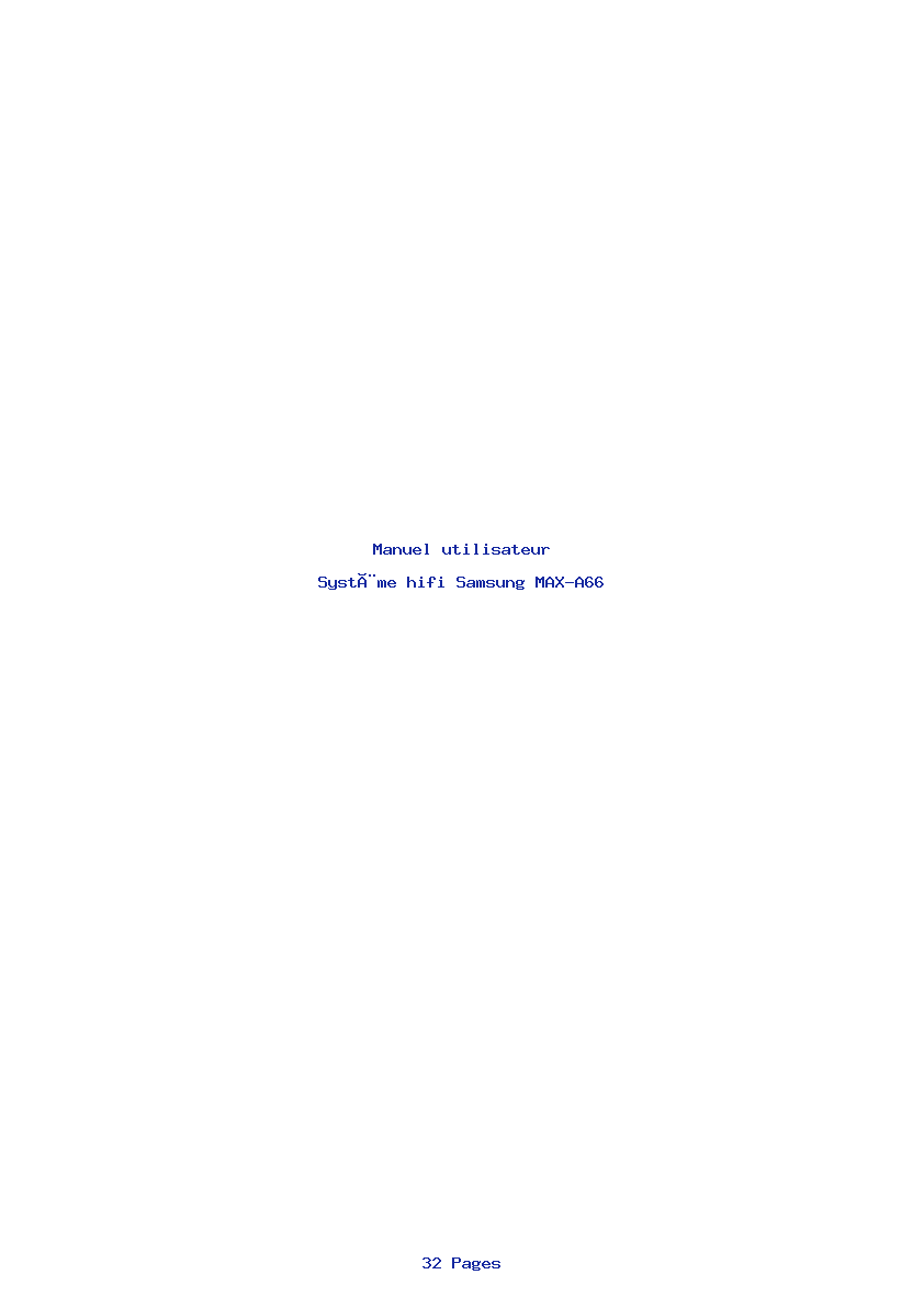 Page 1 de la notice Manuel utilisateur Samsung MAX-A66