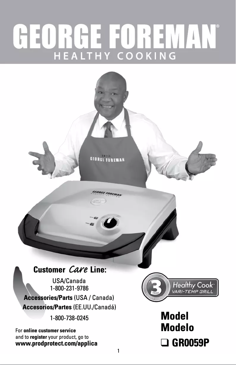 Page 1 de la notice Manuel utilisateur Applica GR0059P