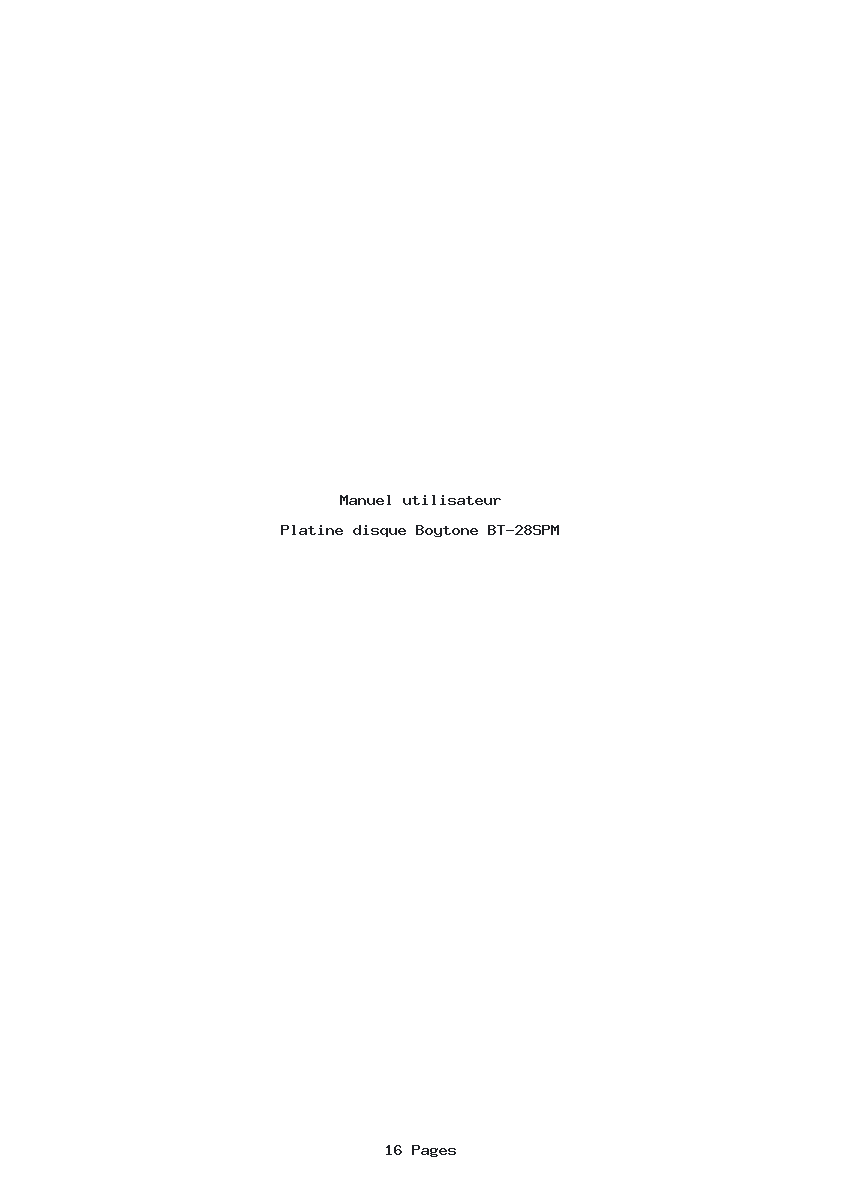 Page 1 de la notice Manuel utilisateur Boytone BT-28SPM