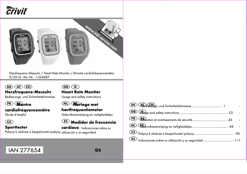 Page 1 of the manual User Manual Crivit 1-LD4487 IAN 277654