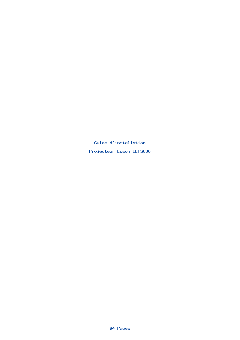 Page 1 de la notice Guide d'installation Epson ELPSC36
