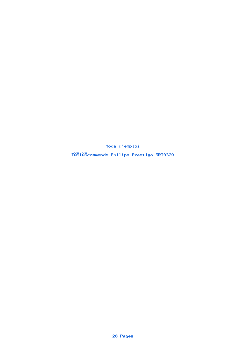Page 1 de la notice Mode d'emploi Philips Prestigo SRT9320