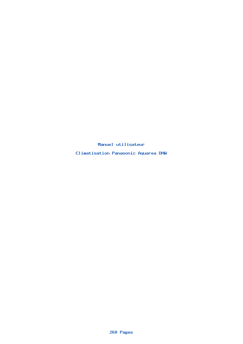 Page 1 de la notice Manuel utilisateur Panasonic Aquarea DHW