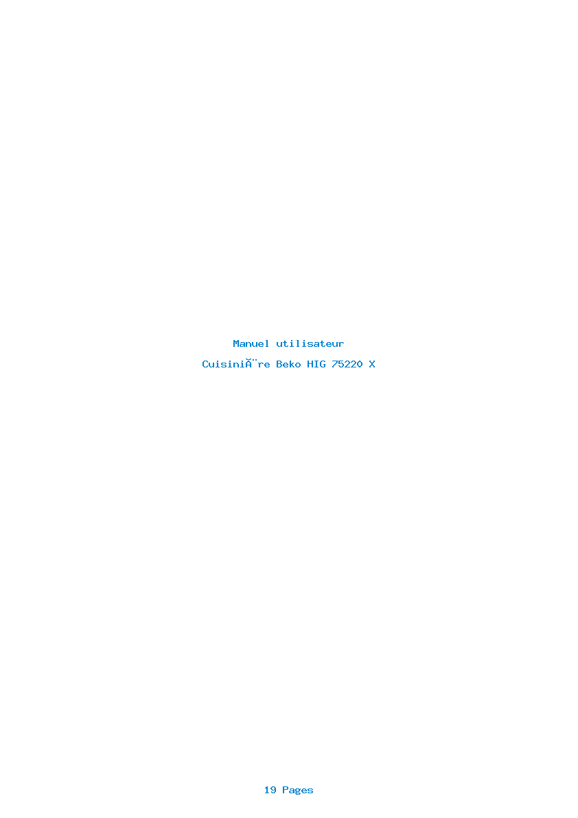 Page 1 de la notice Manuel utilisateur Beko HIG 75220 X