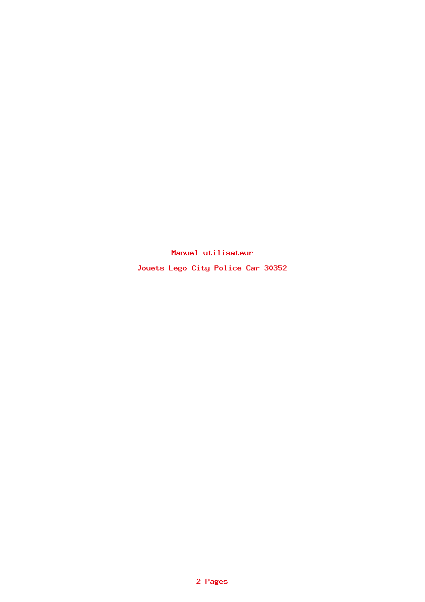 Page 1 de la notice Manuel utilisateur Lego City Police Car 30352