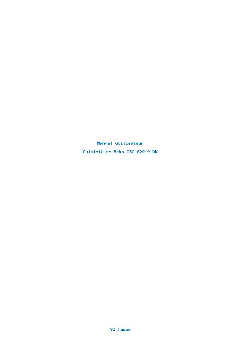 Page 1 de la notice Manuel utilisateur Beko CSG 62010 DW