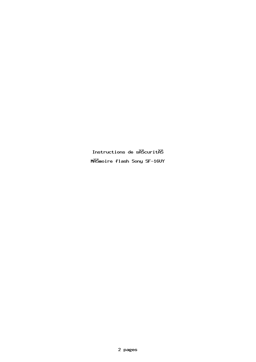 Page 1 de la notice Instructions de sécurité Sony SF-16UY