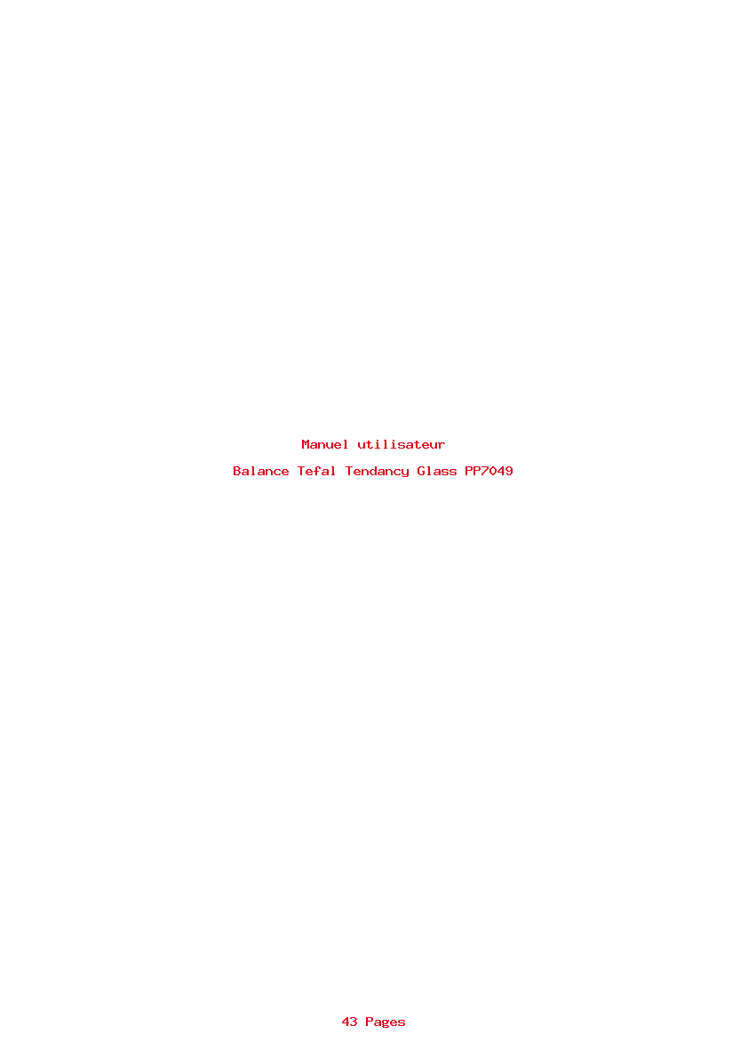 Page 1 de la notice Manuel utilisateur Tefal Tendancy Glass PP7049